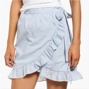 Madewell Meadow Ruffle Wrap Tie Belt Chambray Blue Skirt Size 4